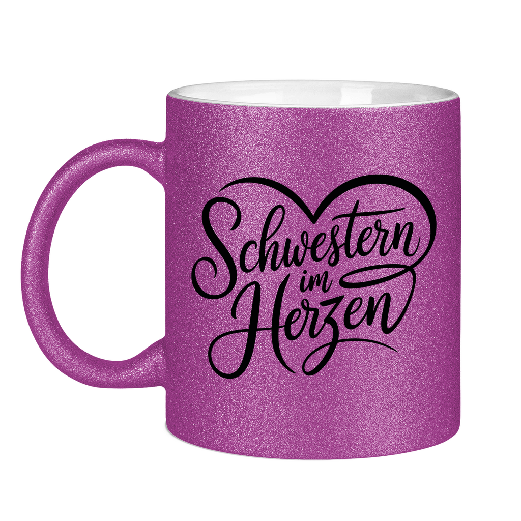 Glitzertasse - Schwestern im Herzen