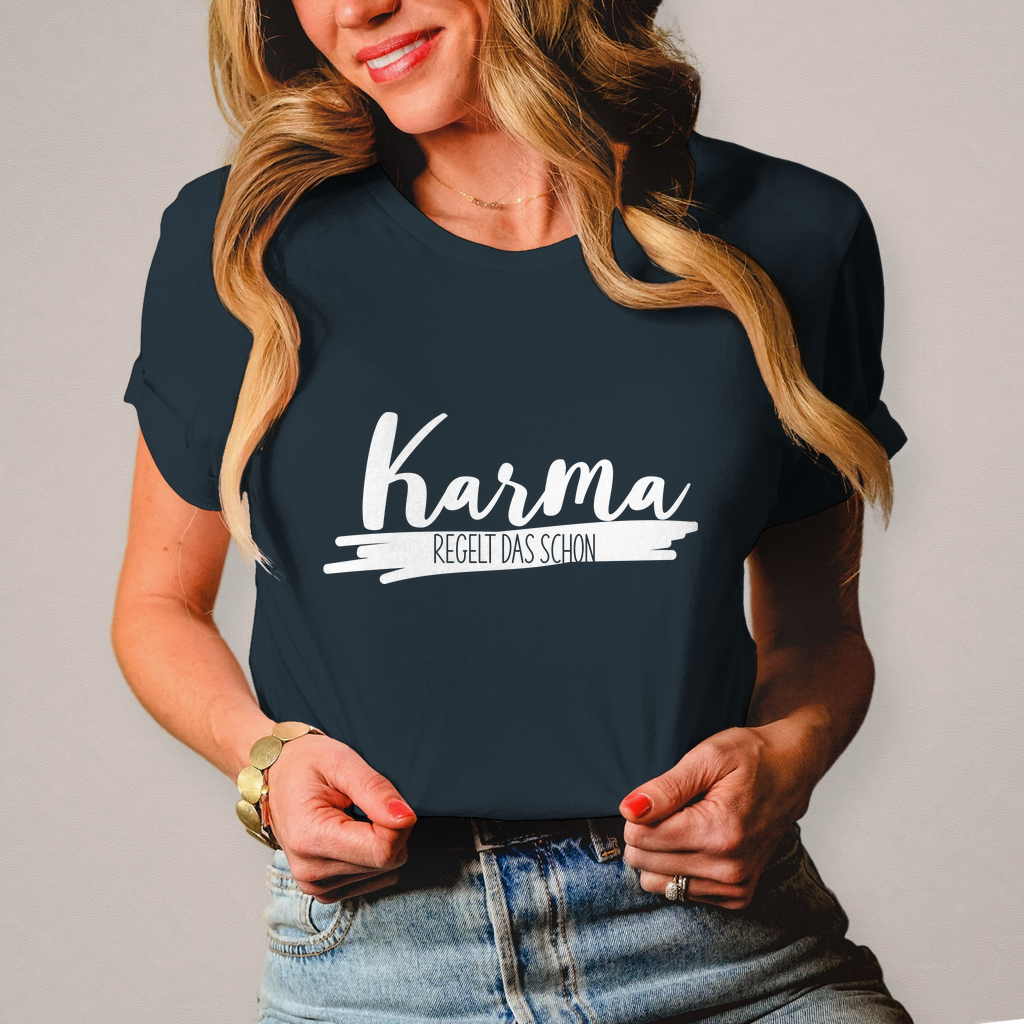 Damen T-Shirt Karma regelt das schon