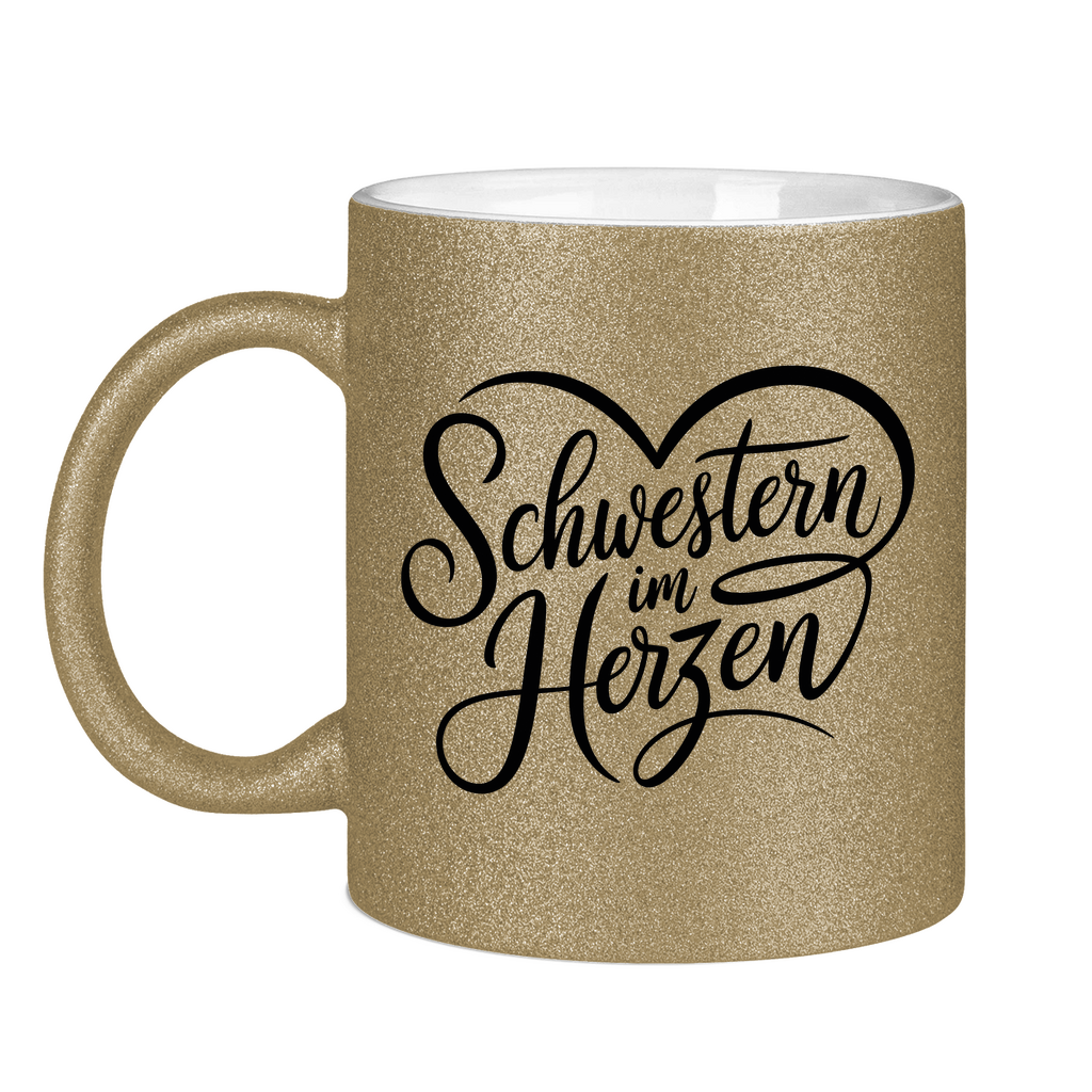 Glitzertasse - Schwestern im Herzen