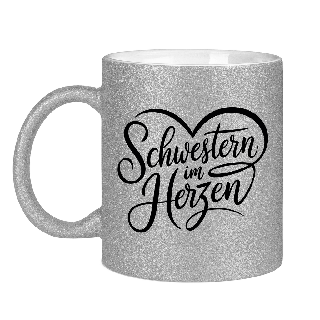 Glitzertasse - Schwestern im Herzen